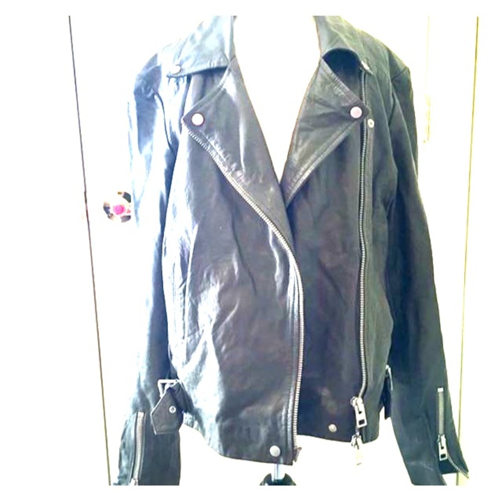 All Saints size 8 charcoal leather jacket